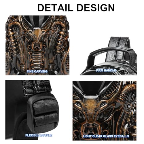 SHU GE Backpack,Halloween Backpack Unisex Creative Travel Backpack 3D Shaped Backpack Cool Predalien Handbag Novelty Backpack4