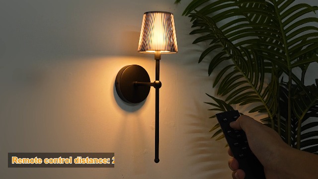 Image of TaoFiaCo Battery Operated Wall Sconces Set of 2,Wireless Wall Sconce Black | 5200mAh Rechargeable, Remote, Timer, Dimmable, Cordless Wall Light for Bedroom Living Room, Hallway, Light Decor
