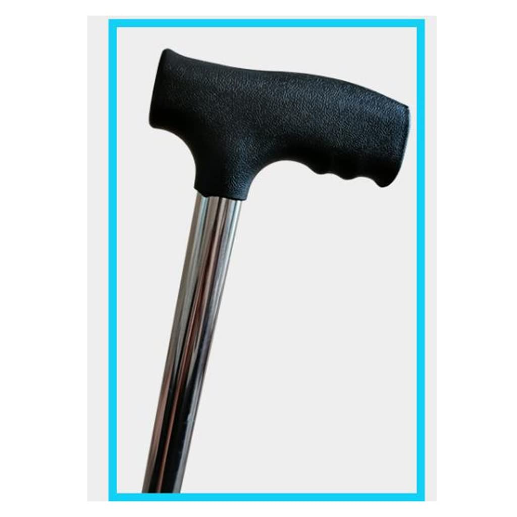 Bastón de Cuatro Patas de Acero Inoxidable Reforzado para Personas Mayores, Antideslizante, Ajustable y telescópico.