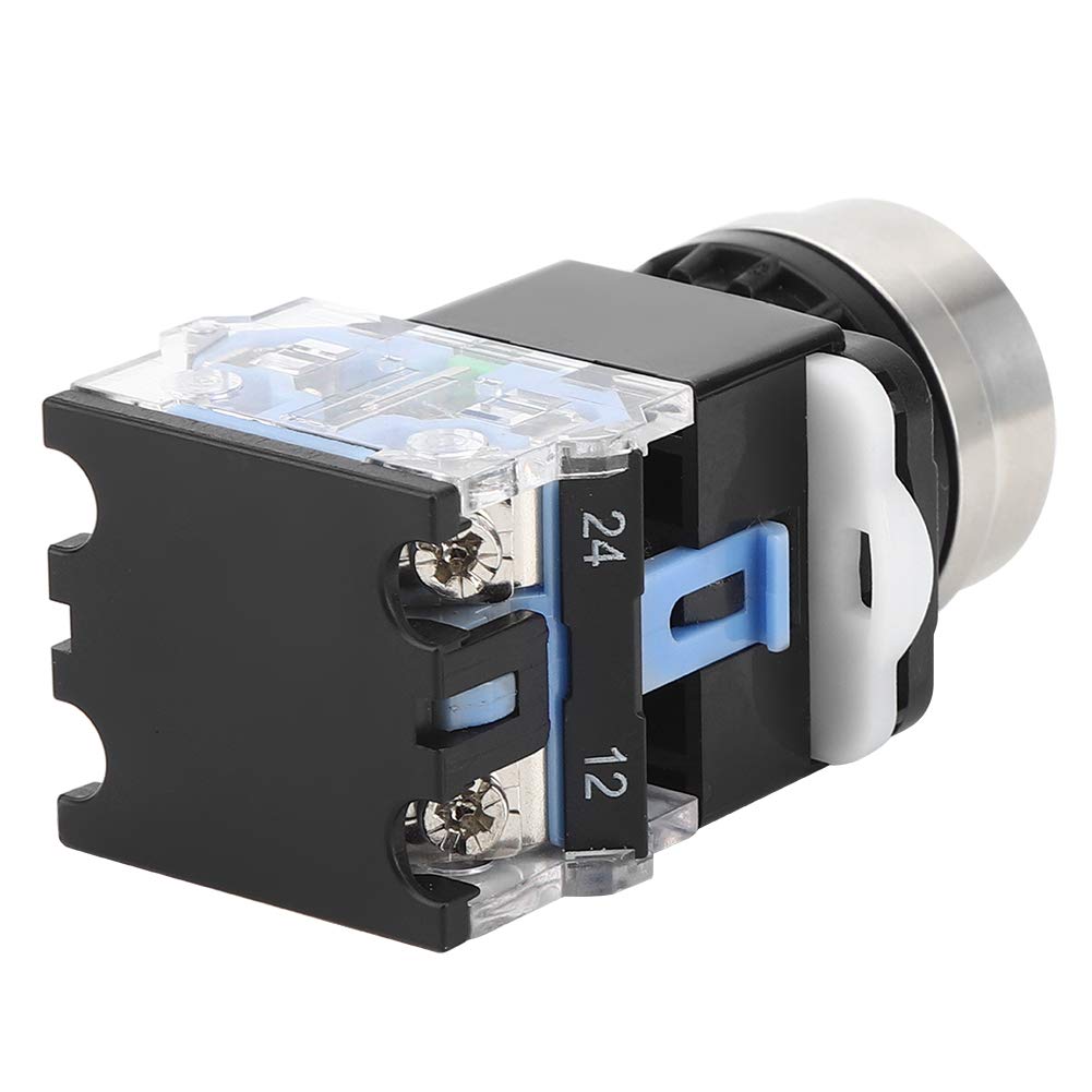 Electronic Switch, AC 220V 22mm Installation Diameter Exquisite Engineering Plastic Push Button Switch for Industrial Accessories(Reset, pink)