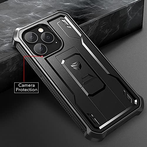 Dexnor for iPhone 13 pro Case, [Built in Screen Protector and Kickstand] Heavy Duty Military Grade Protection Shockproof Protective Cover for iPhone 13 pro - Black