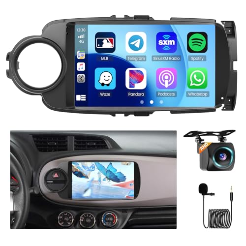 8 Core 4+64GB Car Radio for Toyota Yaris 2012-2017, 9 inch Android 15 1280 * 720 Touch Screen for Yaris Bluetooth Radio with CarPlay/Android Auto, Bluetooth 5.0, 32EQ, GPS Navigation + Backup Camera