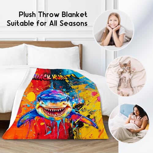 Blanket for Boys Shark Blankets Gifts - 30x40 Inches Cozy Soft Fleece Throw for Room Decor