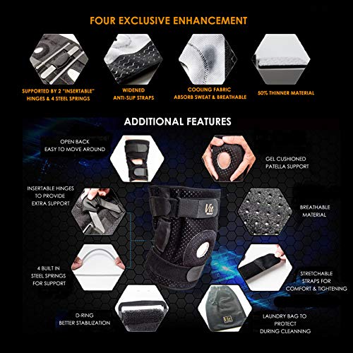 Hinged Knee Brace Plus Size – Newly Engineered Knee Braces With Flexibility, Extra Supportive, Non-Slip And Non Bulky - Vie Vibrante (Size 3(Gray): Fits 27.5-31.5" Thigh Circ., Gray) #TOP1