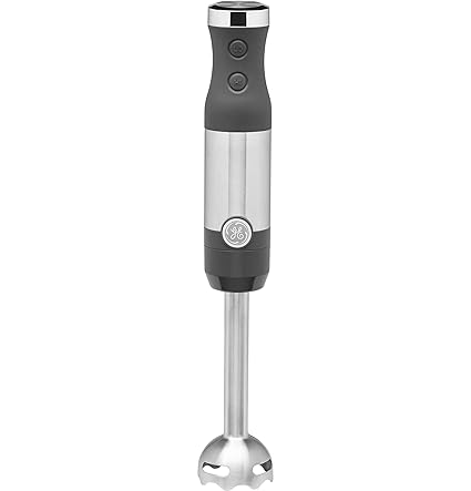 GE Immersion Hand Blender, 500 Watt High-Performance, Dual Speed Immersion for Easy One-Handed Operation, Stainless Steel, G8H0AASSPSS