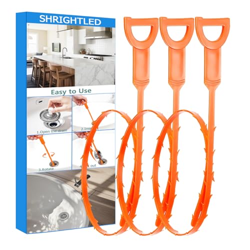 Drain Snake, Drain Clog Remover Tool, 3 Pack Cleaner Hair Remover, Sink Snake for Sewer Kitchen Sink Bathroom Tub Toilet
