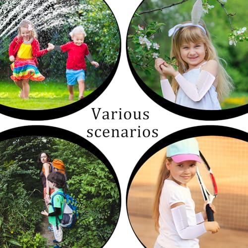 Prasacco 4 Paar Armlinge Kinder, UV-Schutz Kompressions Armlinge Unisex Outdoor Sport Sonnenschutz Armstulpen für Volleyball, Basketball, Radfahren, Rollschuhlaufen (Schwarz, Weiß, Grau, Marineblau)