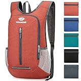 Esup 15L Lightweight Hiking Backpack Foldable Small Travel Backpack Packable Camping Backpack for Women Men (Dark Orange)