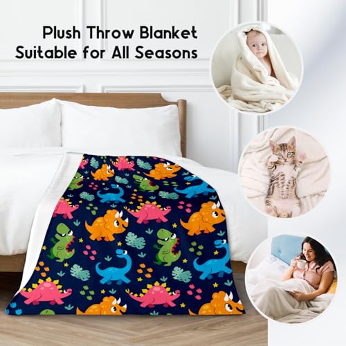 Dinosaur Blanket for Boys - Colorful Soft Fuzzy Throw Gifts - 30x40 Inches Cute Blankets for Couch & Office