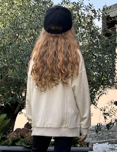 Image of Arshiner Girls Crewneck Sweatshirt Long Sleeve Pullover Tops Drop Shoulder Sweatshirts Side Split
