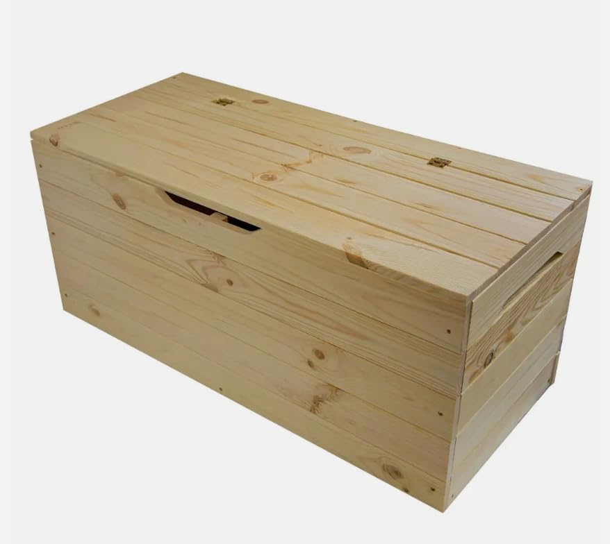 Generisch Gartenbox Holzkiste Auflagenbox Gartentruhe Unbehandeltes Holz Natur 100/75 cm (88 l)