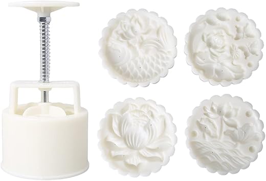 3D Mold Set 150g 200g Flower Fish Patterns Moon Cake Mold Press Safe Cookie Mold For Mid-Autumn Festival Mold Stamp 150g Press Mold 200g