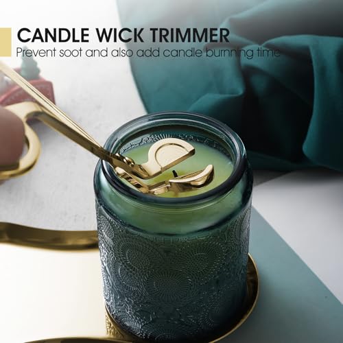 PATOISE 4 in 1 Candle Snuffer Set, Candle Wick Trimmer Cutter, Candle Accessory, Candle Wick Dipper, Tray Holder, Christmas Home Decor Gift for Candle Aromatherapy Lovers(Mini 4PCS Gold) - Thumbnail 4