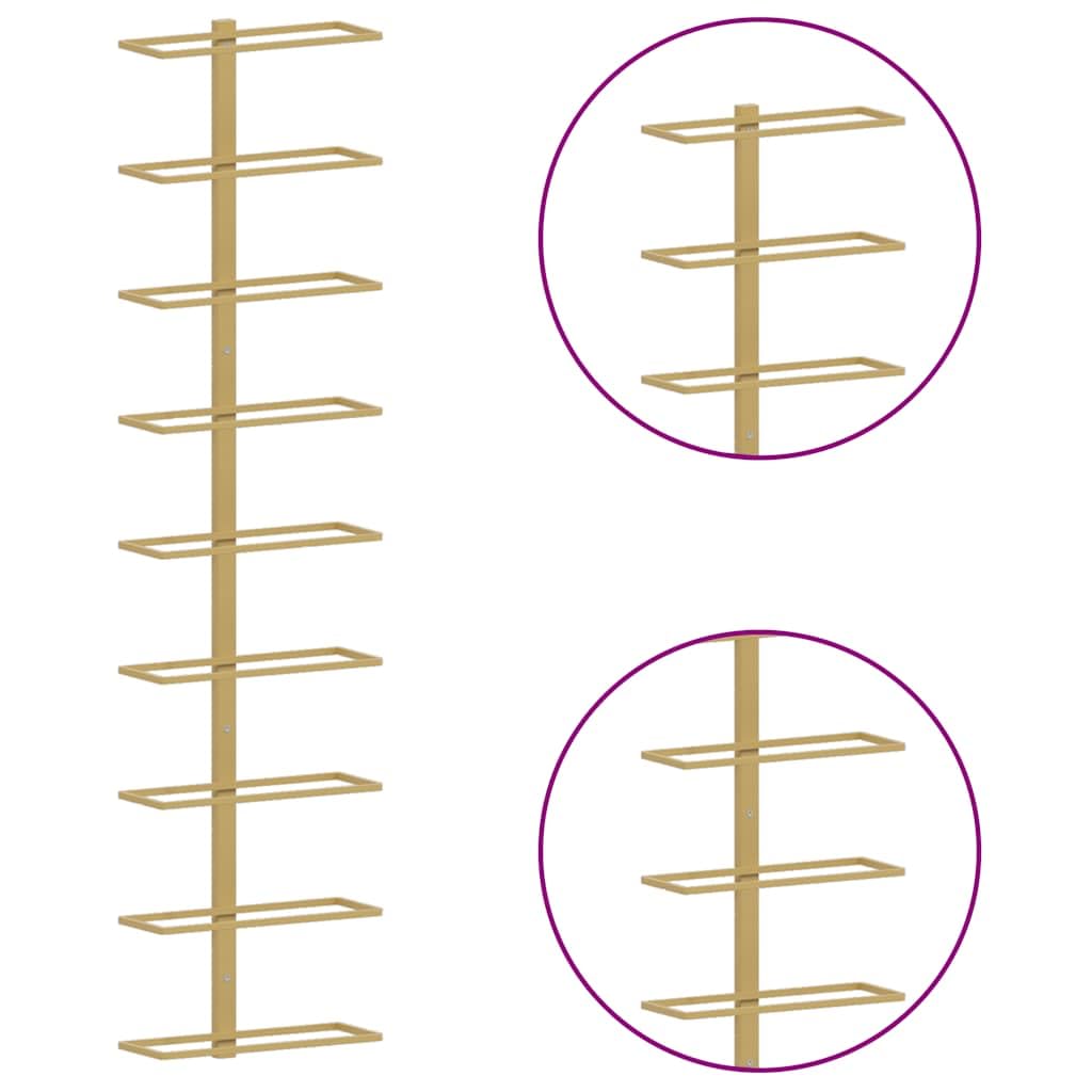 Wand-Weinregal für 9 Flaschen Golden Eisen, Modernes Weinlager Regal aus Metall, Stabile Wandhalterung für Weinflaschen Aufbewahrung, Elegantes Design für Küche Bar