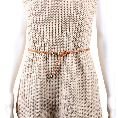 Ayliss Braided Belt Women Pu Leather Waist Belt Skinny Woven Belt For Dress/Jeans (White+Khaki+Brown(3Pcs)) #TOP1