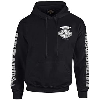 Harley Davidson Mens Hoodie Lightning Crest Black