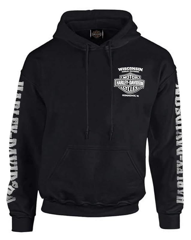 Moletom masculino com capuz Harley-Davidson Lightning Crest preto tamanho Grande