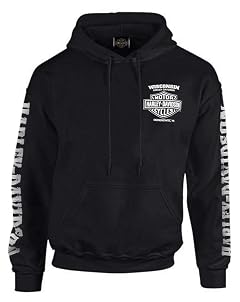 Harley-Davidson Mens Lightning Crest Pullover Hooded Sweatshirt Black