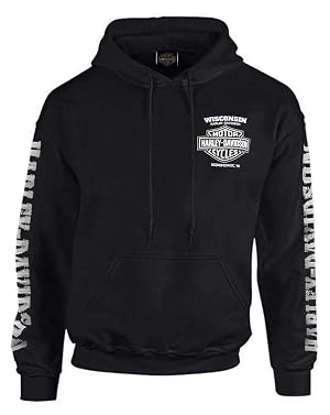 Harley-Davidson Mens Lightning Crest Pullover Hooded Sweatshirt Black