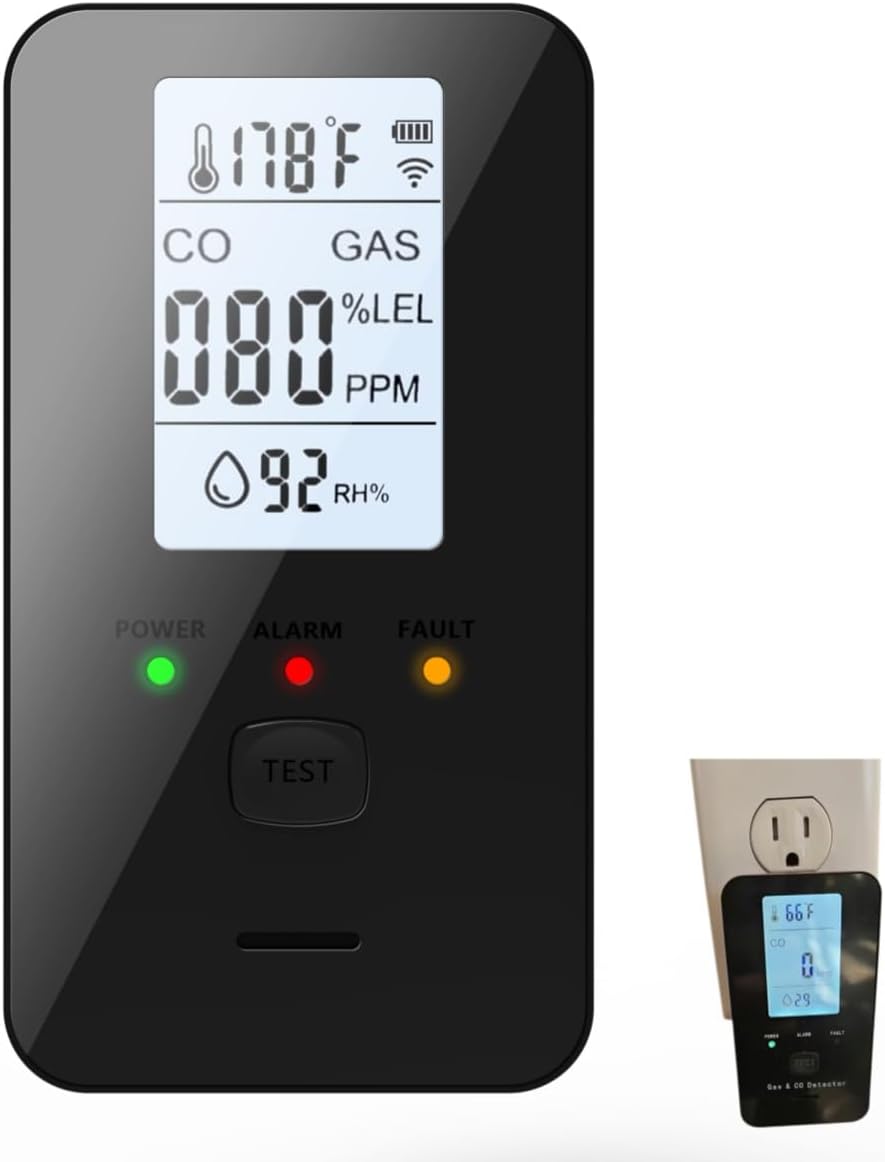Dewlora 4-in-1 Detector, HD Screen, Smart Sensor, 4 in 1 Detector with Temperature Humidity Monitoring for Home, Apartment, Hotel, Camping (white1)