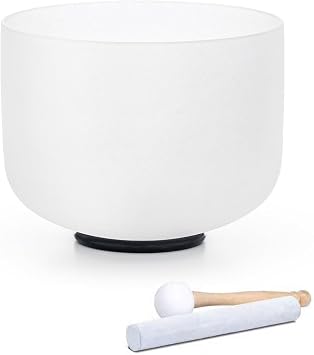 Hye-eun 528HZ 8 Inch C Note Crystal Singing Bowl Sound Healing Meditation | Sound Bath Bowl ,Cleansing Stress Relief ,White Quartz Frosted Bowl without Bag