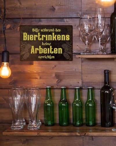 Putuo Decor Metalowa tabliczka blaszana do picia piwa – "Bitte während des BierTrinkens Keine arbeiten" Vintage Bar Deko 30 x 20 cm