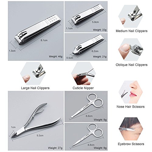 AMarkUp Manicure Pedicure Set Tools Nail Clippers for Men & Women Home Travel Grooming Kit (15Pcs/set,Black) - Thumbnail 5