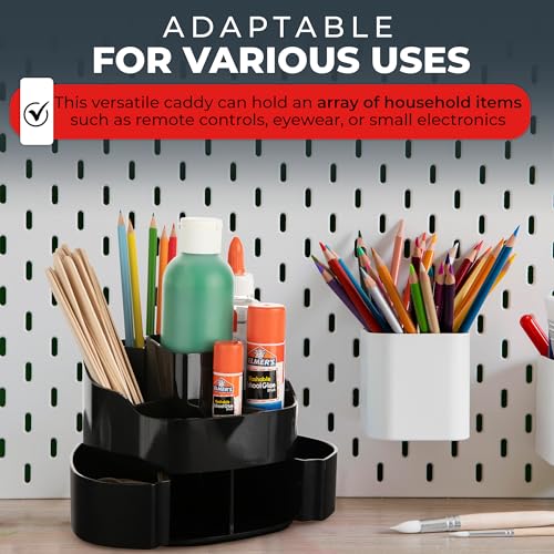 Image of Masirs 360 Rotating Makeup Organizer for Vanity - Small Acrylic Cosmetic Storage Caddy with 5 Compartments, Mini Lazy Susan Turntable for Bathroom Counter, Skincare, Perfume, Brushes, Black