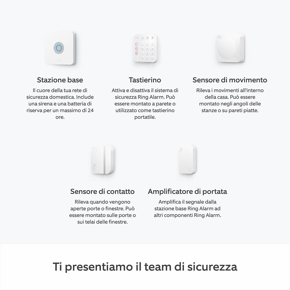 Kit Ring Alarm - S | Sistema di allarme per la sicurezza della tua casa con monitoraggio assistito opzionale - Senza vincoli di lunga durata - Compatibile con Alexa