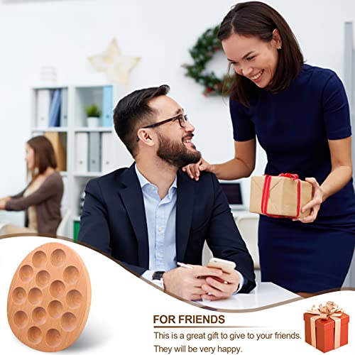 2 Packs 15 Holes Wooden Deviled Egg Plate Easter Egg Tray Egg Holder For Fresh Egg Oval Wooden Egg Storage Container For Kitchen Cabinets Display Or Storage-9.6X8.1In #TOP6