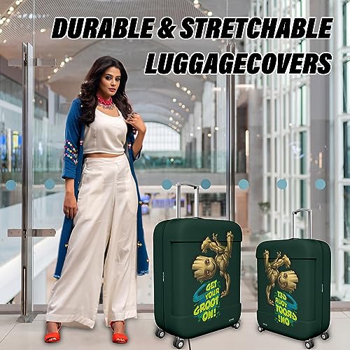 Image of Kuber Industries Marvel I Am Groot Luggage Cover | Polyester Travel Suitcase Cover | Washable and Stretchable Suitcase Cover | 18-22 Inch-Small | 26-30 Inch-Large | Pack of 2 | Green