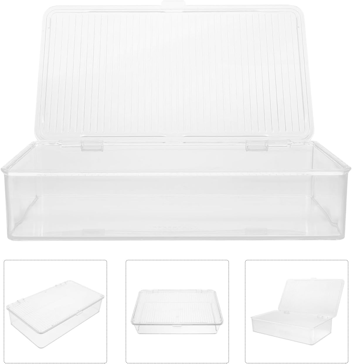 HOMSFOU Transparent Utensil Holder with Lid Dust-Proof Knife and Fork Box Kitchen Flatware Organizer Drawer Storage 10.62X6.49X2.36 Inch