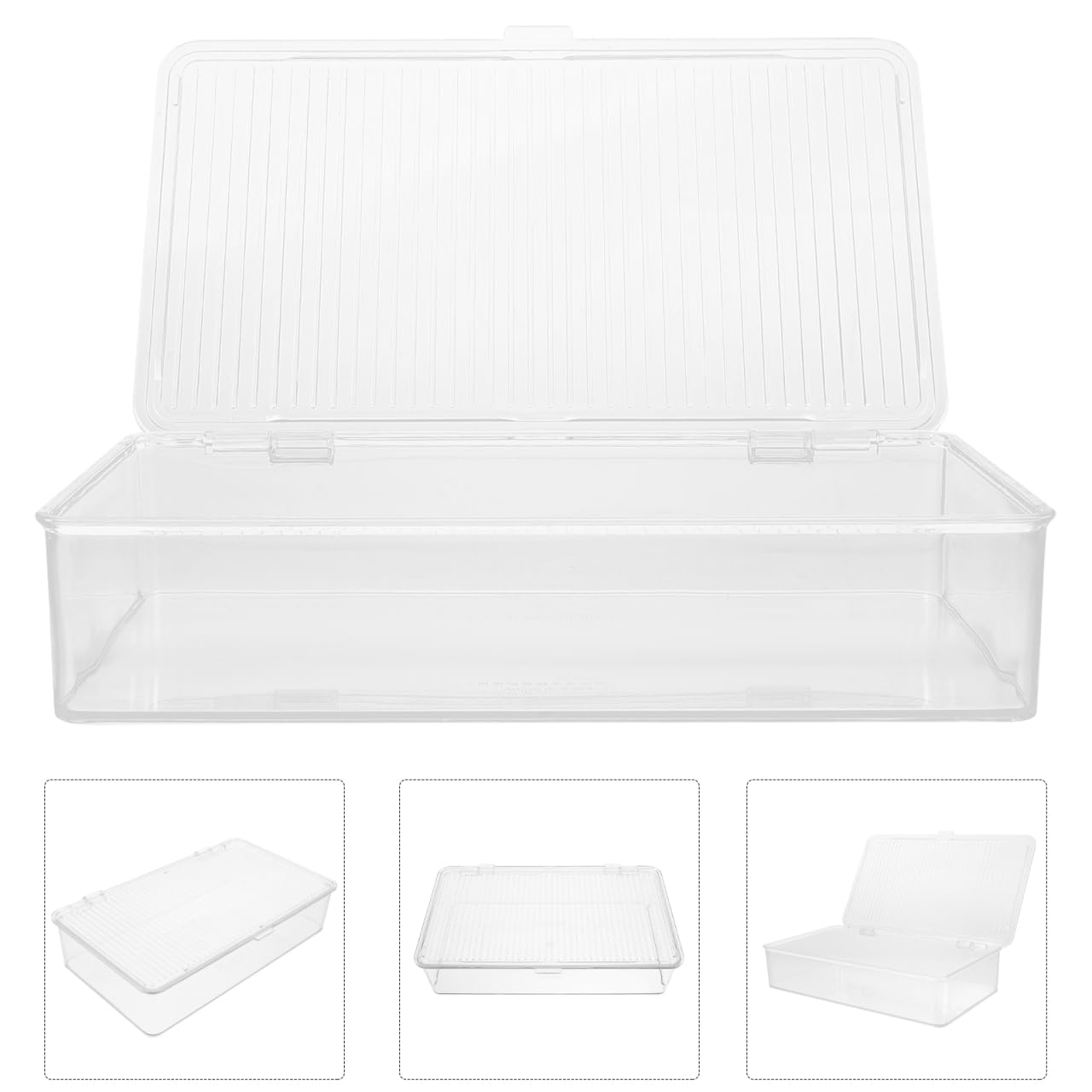 HOMSFOU Bandeja de cubiertos con tapa, organizador de cajones de cocina de plástico transparente, cesta de cubiertos, soporte de utensilios, contenedor de almacenamiento para palillos, cucharas,