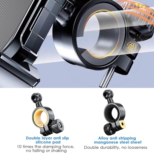 Azonelife Soporte Movil Moto con Rotación de 360°, Adaptador de Manillar Universal, Resistente a Vibraciones y con Cierre Seguro, Soporte Teléfono Bicicleta Adecuado para Teléfonos de 4.7-6.8" - imagen 6