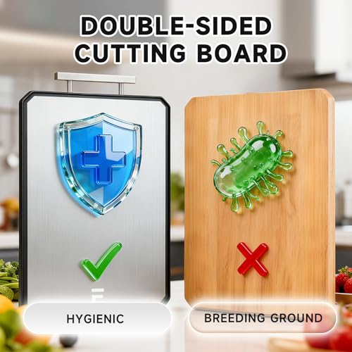Tabla de Cortar Grande de Acero Inoxidable 2-en-1 Doble Cara, Antitóxica, Apta para Alimentos, Fácil de Limpiar, Muy Grande miniatura 4