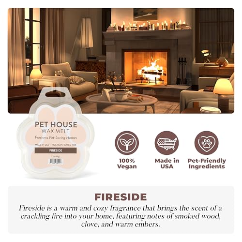 Image of Pet House Fireside Scented Wax Melts - Natural, Long-Lasting, Plant Based Pet Friendly Soy Wax Melts Pack of 2