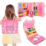 Placa de Montessori Sensorial para Crianças Mochila Educativa Portátil (Tema Unicórnio Rosa)