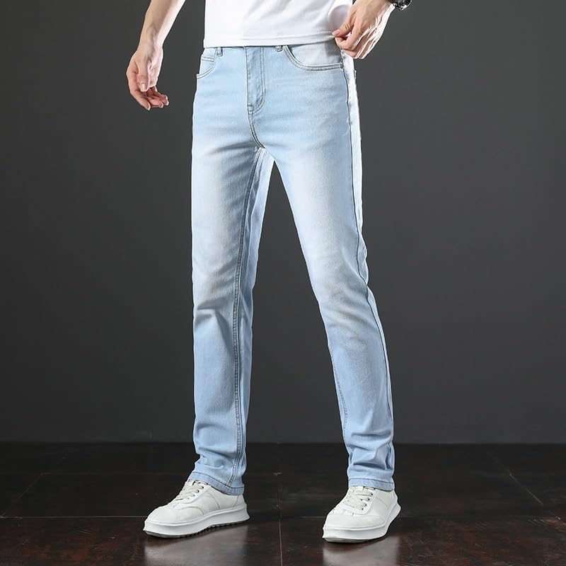 Comfort Denim Pants Vintage Solid Color Made Old Stretch Straight Leg Jeans4