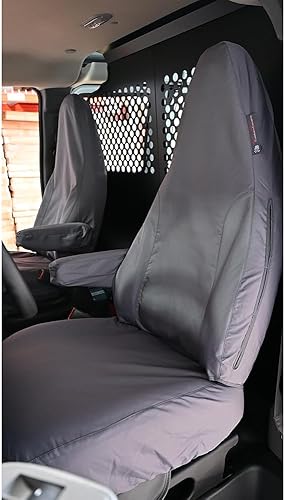 Miniatura 2 de Fundas de asiento compatibles para ChevroletChevy Express, par delantero, a medida e impermeable (gris)