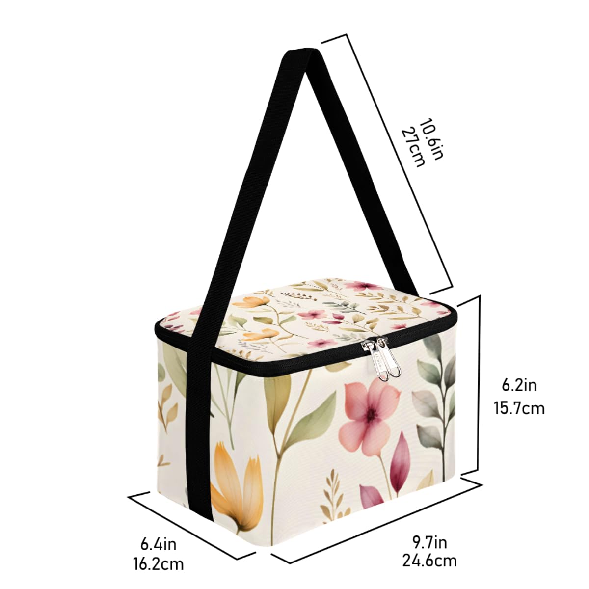 GzLeyigou Lunch Bags for Women Men 9 Cans,Plant Leaves Hot & Cold Food Delivery Bag Insulated Grocery Bag Insulated Lunch Box Floret Cooler Bag for Office Work Picnic Beach