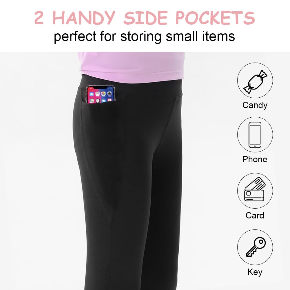 Vicloon Leggings Sportivi Nero da Bambino, Elastici Comodi per Yoga, Danza, Esercizio, Jogging, Balletto e Ginnastica