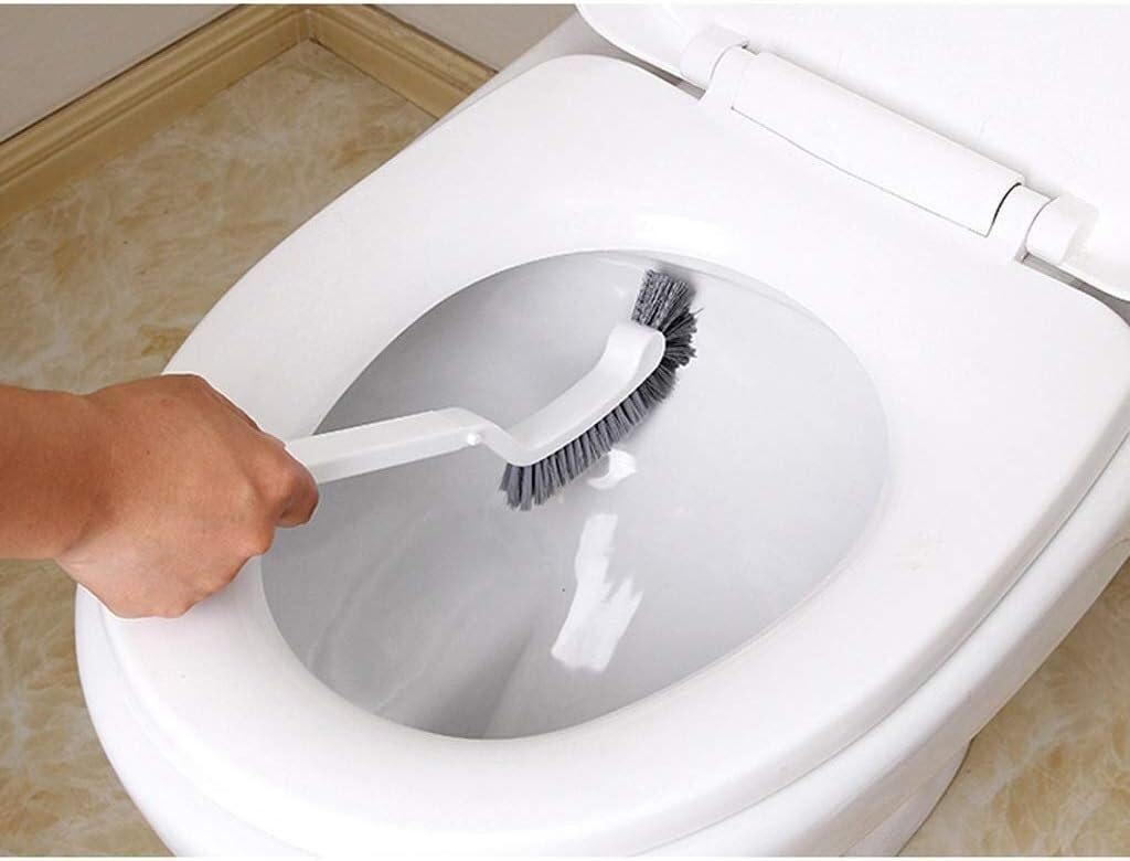 Kształt łuku Bez ślepych zaułków, długa rączka, miękkie włosy, plastikowy zestaw do czyszczenia toalet, łazienka w domu i uchwyt(Gray+white)