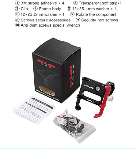 Miniatura 8 de GUB Plus 6 Aluminio Bicicleta 3.5-6.2 "Soporte de teléfono de motocicleta Soporte GPS para accesorios de manillar de bicicleta (Negro-Rojo)