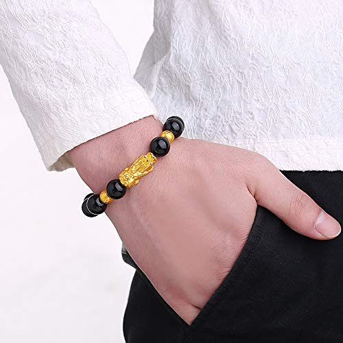 Rioso Feng Shui Good Luck Bracelets For Men Women Obsidian Bead Dragon Lucky Charm Bracelet Pixiu Pi Yao Attract Wealth Money Feng Shui Jewelry #TOP4