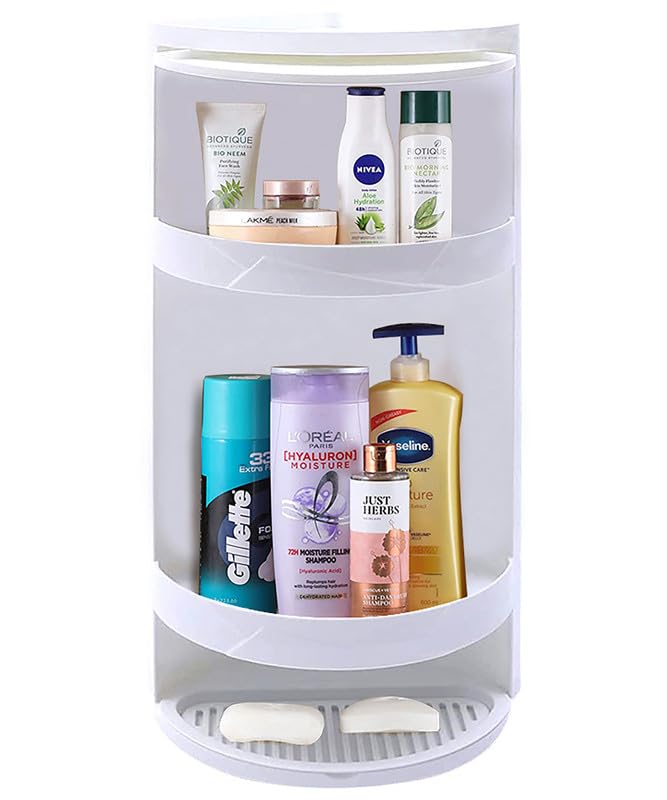 Ransh ABS Plastic 360 Degree Rotating Corner Shelves for Bathroom or Kitchen with Wall Mount or Table Top for Multipurpose Storage Cabinet with 3 Tier (Size Big, Color White) (B0D7HZTQ2K) Amazon Price History, Amazon Price Tracker