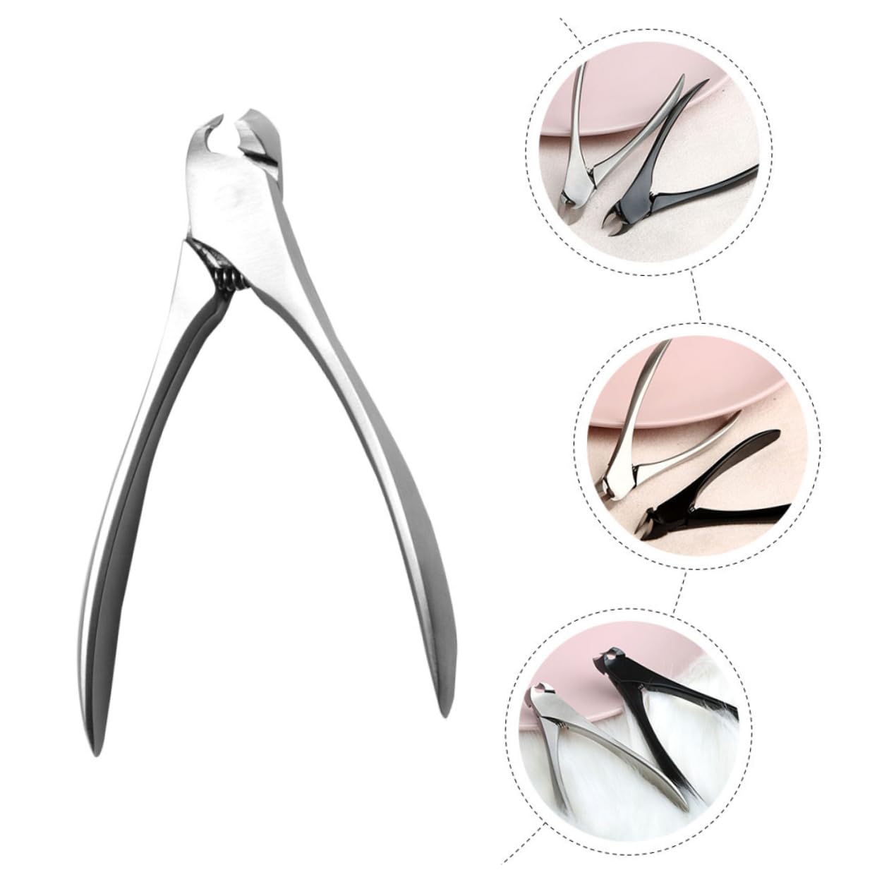 Beatifufu Cuticle Remover Manicure Tool Nail Trimmer Toenail Clippers Stainless Steel Ergonomic Design for Weak Hand Strength