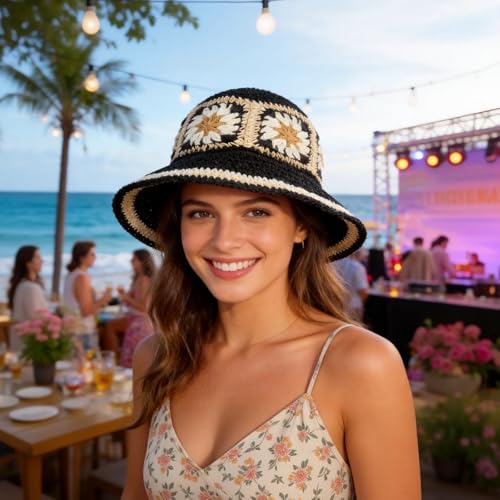 Gorro de verano tejido en paja para mujer, talla mediana miniatura 7