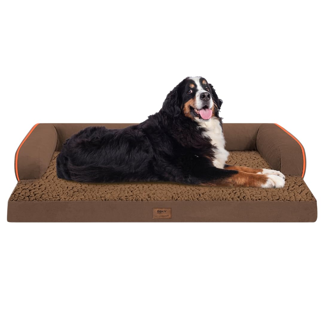 Large Dog Bed Orthopedic Washable - Extra Large XXXLarge Dogs, Orthopedic Coffee Jumbo Dog Bed with Waterproof Cover and Removable Egg Foam, Couch Bed