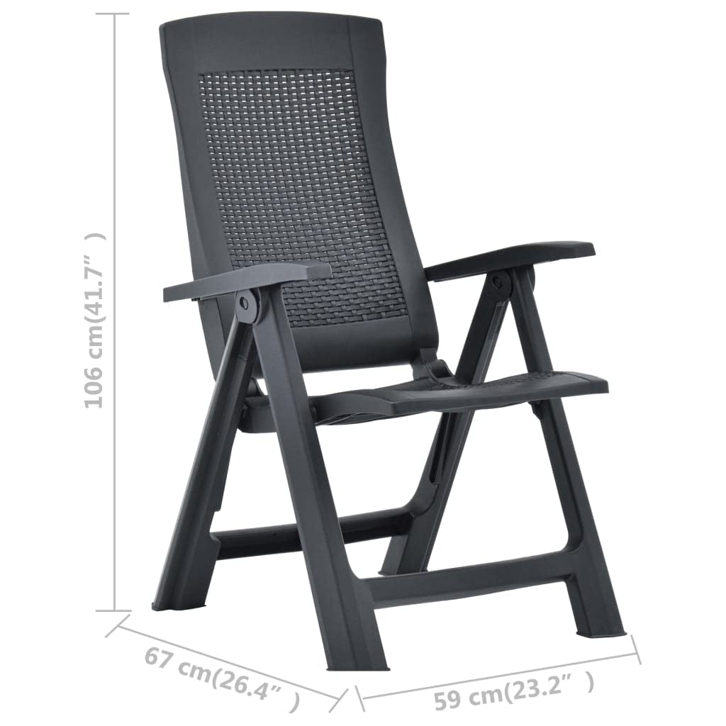 vidaXL 2X Gartenstuhl Verstellbar Klappstuhl Klappsessel Stuhl Campingstuhl Hochlehner Stühle Gartenstühle Gartenmöbel Kunststoff Anthrazit