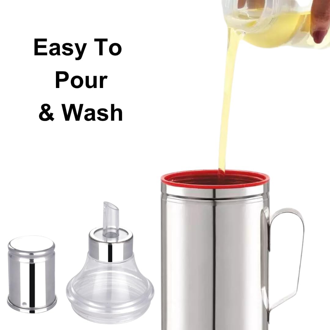 COURAGE ; BE THE CHANGE Dispensador de aceite de acero inoxidable, recipiente de aceite a prueba de fugas y sin BPA para aceites de cocina y vinagre, accesorio de cocina duradero para verter y
